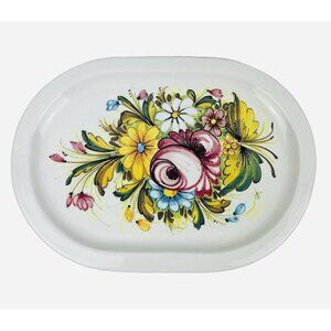 Vintage Castelli Ceramic Floral Italian Demitasse Hand Painted Plate Dish